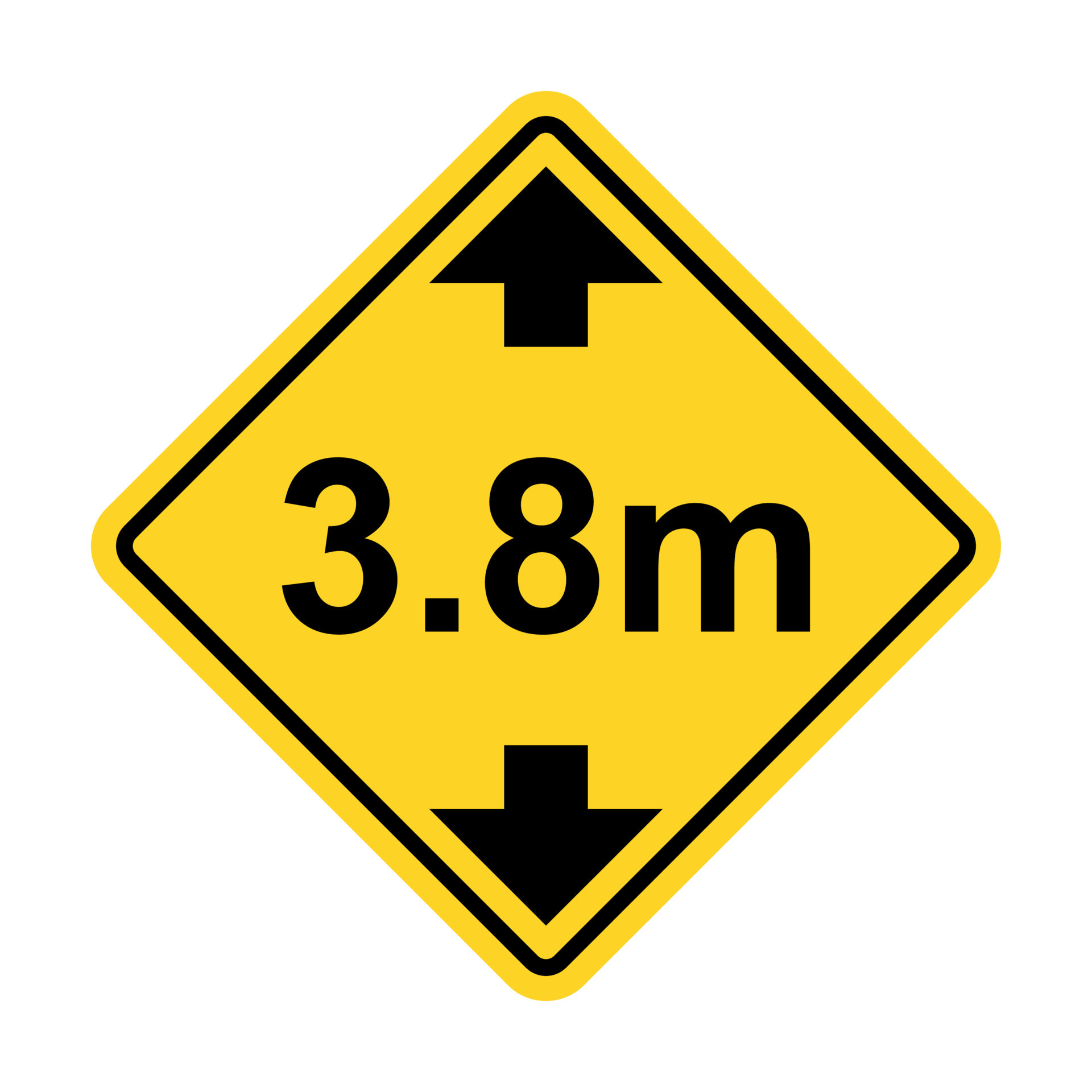 Height restriction limit 3.8 meter warning sign icon vector for graphic