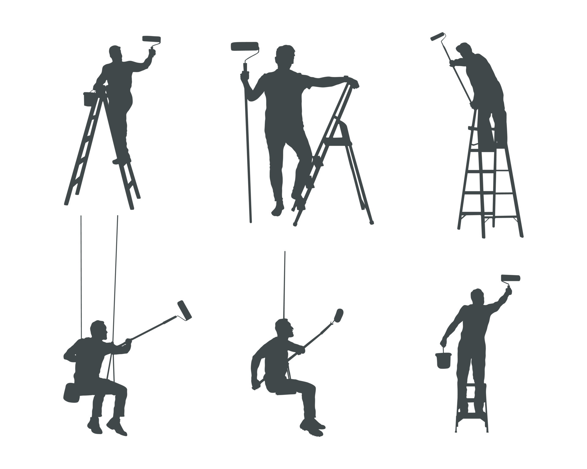 House painters silhouettes 18988672 Vector Art at Vecteezy