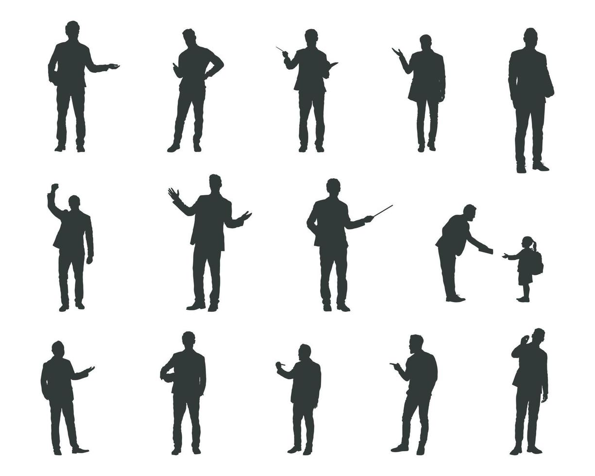 Teacher silhouettes, Teacher silhouette set vector