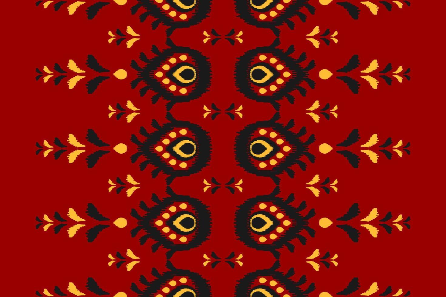 Carpet flower ikat pattern art. Ethnic red seamless pattern traditional. American, Mexican style. vector