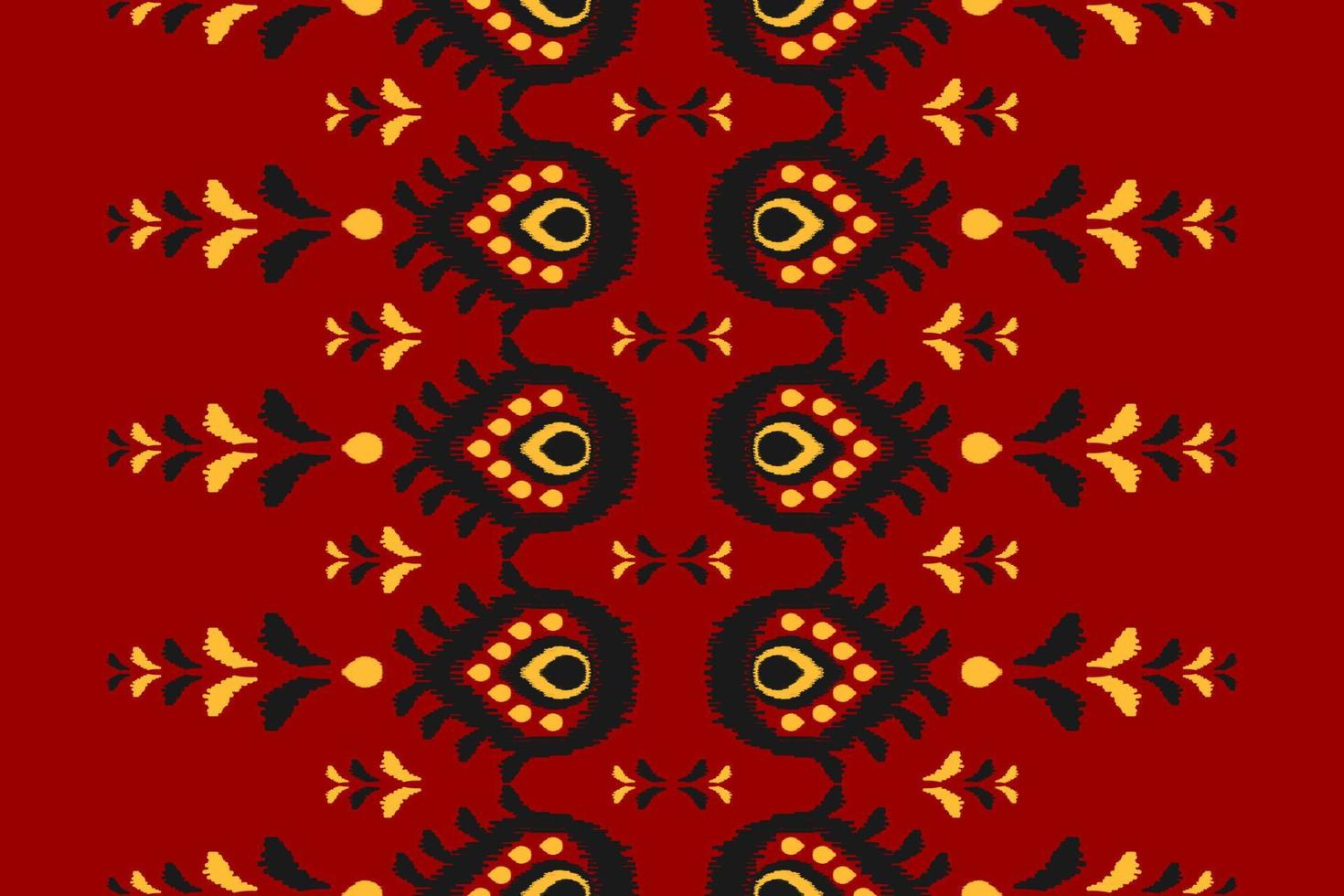 Carpet flower ikat pattern art. Ethnic red seamless pattern traditional. American, Mexican style. vector