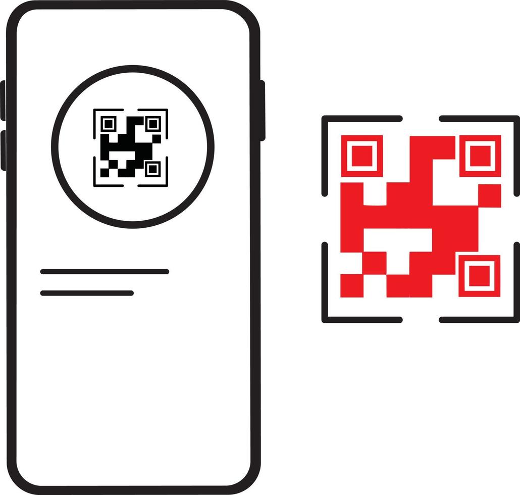 escanear icono de código qr, escáner de código de barras, aplicación de teléfono, símbolo web de línea delgada sobre fondo blanco - ilustración de vector de trazo editable eps10