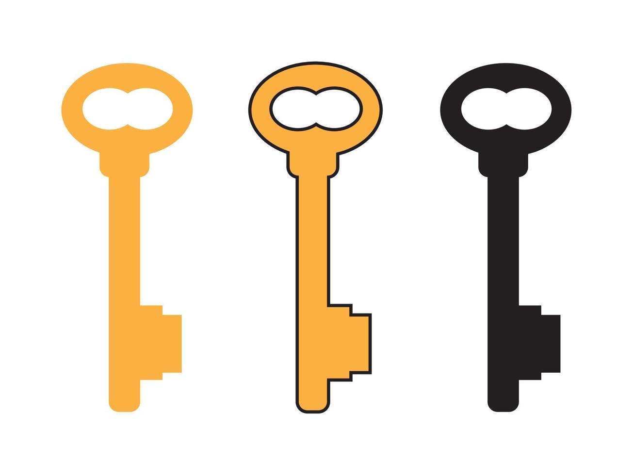Key icon. Three keys icon isolated, minimal design. Vector illustration