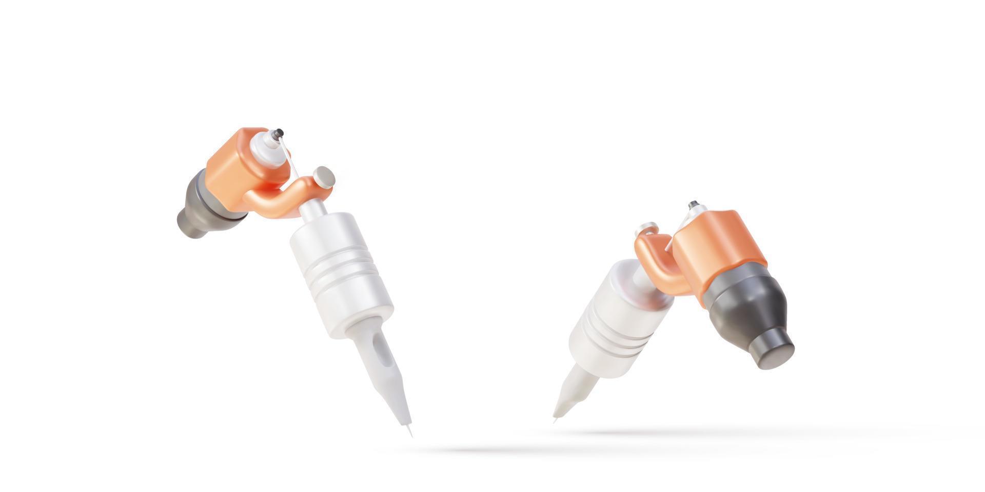 3d Realistic tattoo machine on white background. Vector illustration.