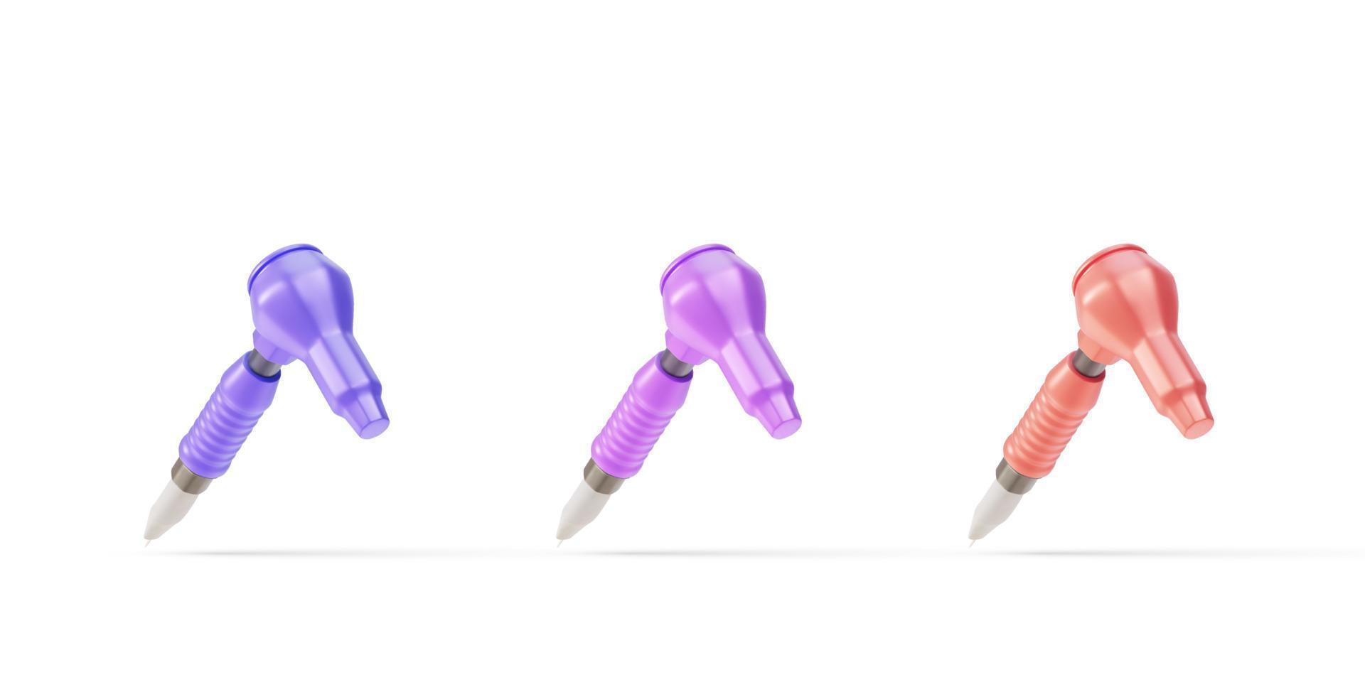 3d set Realistic tattoo machine. Vector illustration.
