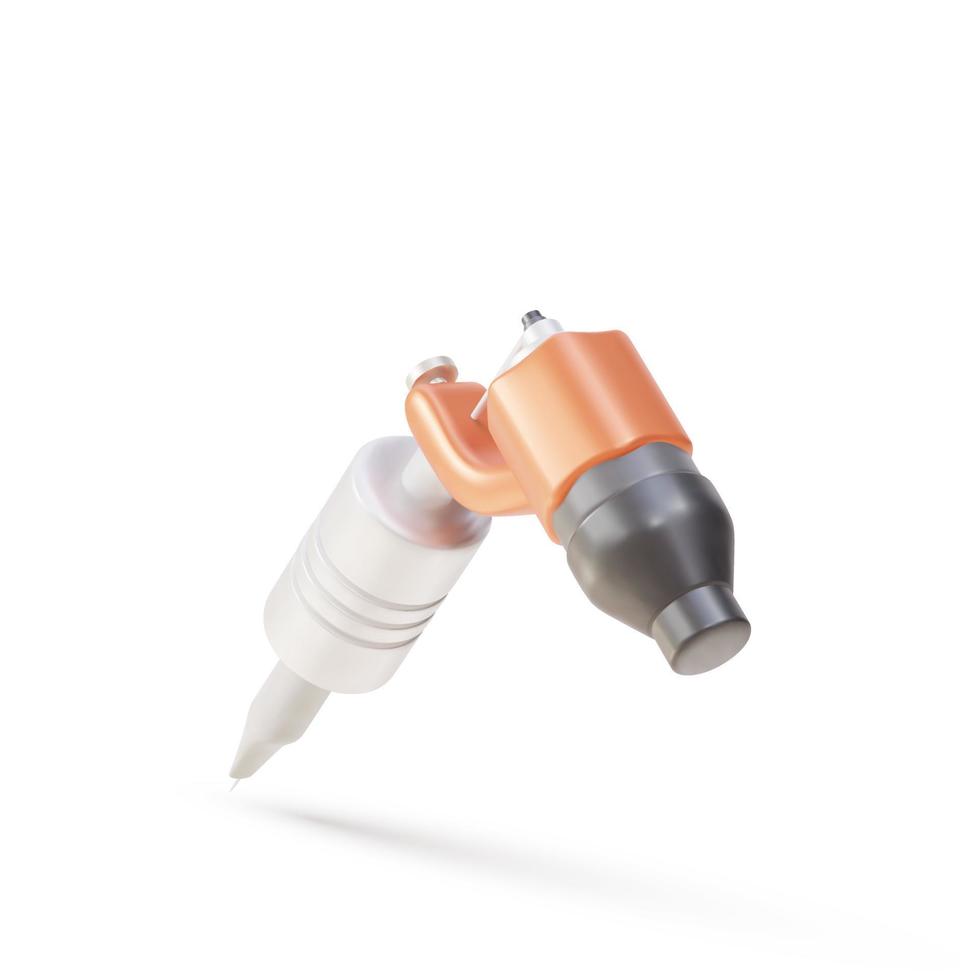 3d Realistic tattoo machine with metal elements. Vector illustration.