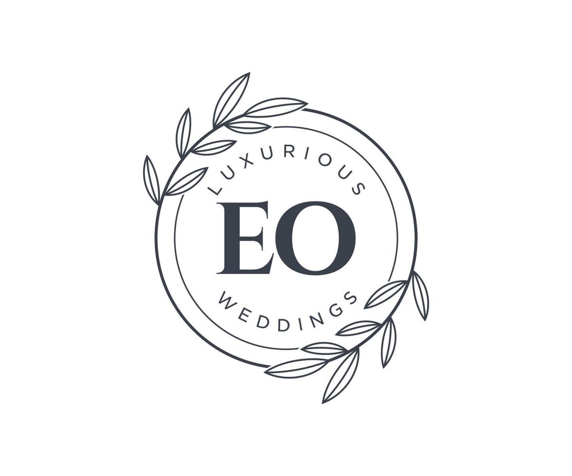 EO Initials letter Wedding monogram logos template, hand drawn modern minimalistic and floral templates for Invitation cards, Save the Date, elegant identity. vector