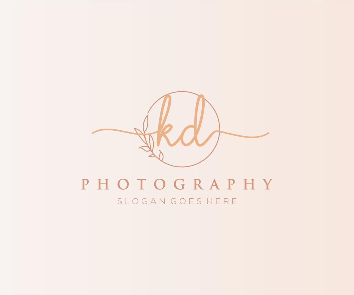 Initial KD feminine logo. Usable for Nature, Salon, Spa, Cosmetic and Beauty Logos. Flat Vector Logo Design Template Element.