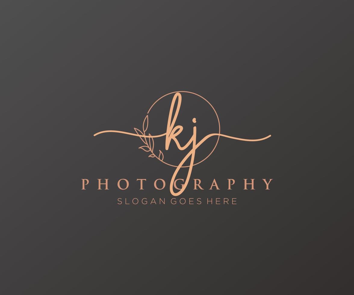 Initial KJ feminine logo. Usable for Nature, Salon, Spa, Cosmetic and Beauty Logos. Flat Vector Logo Design Template Element.