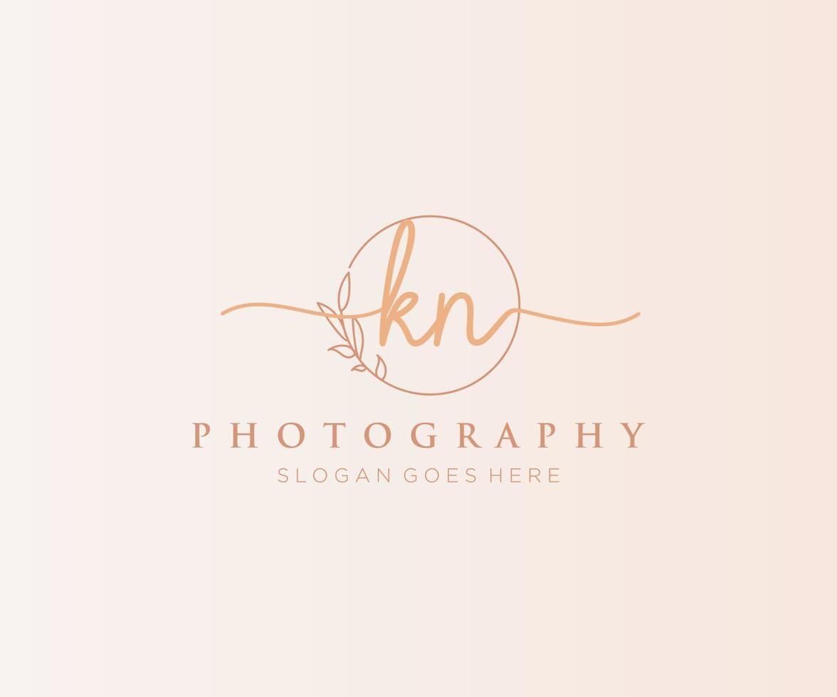 Initial KN feminine logo. Usable for Nature, Salon, Spa, Cosmetic and Beauty Logos. Flat Vector Logo Design Template Element.