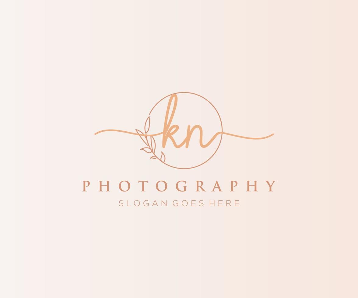 Initial KN feminine logo. Usable for Nature, Salon, Spa, Cosmetic and Beauty Logos. Flat Vector Logo Design Template Element.