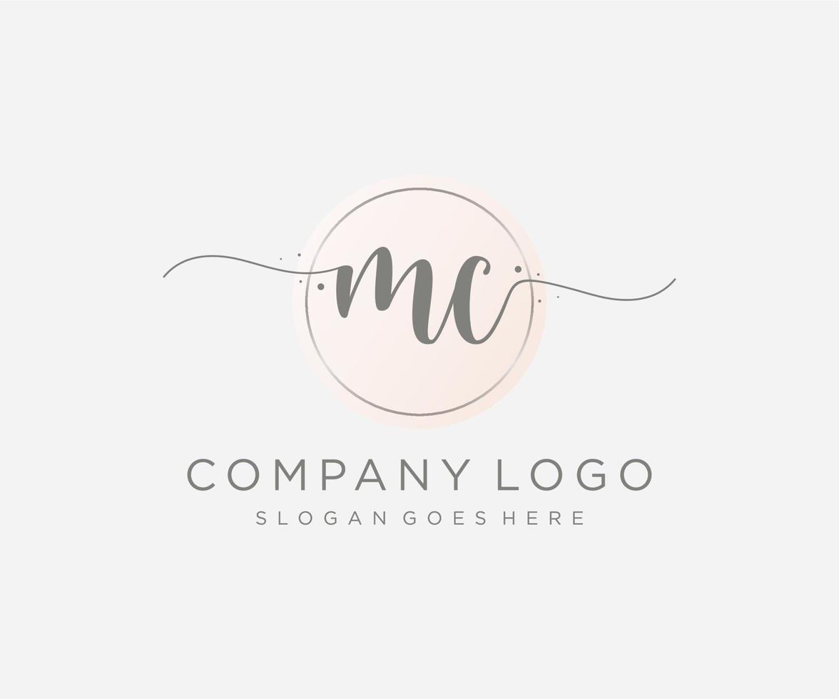 Initial MC feminine logo. Usable for Nature, Salon, Spa, Cosmetic and Beauty Logos. Flat Vector Logo Design Template Element.