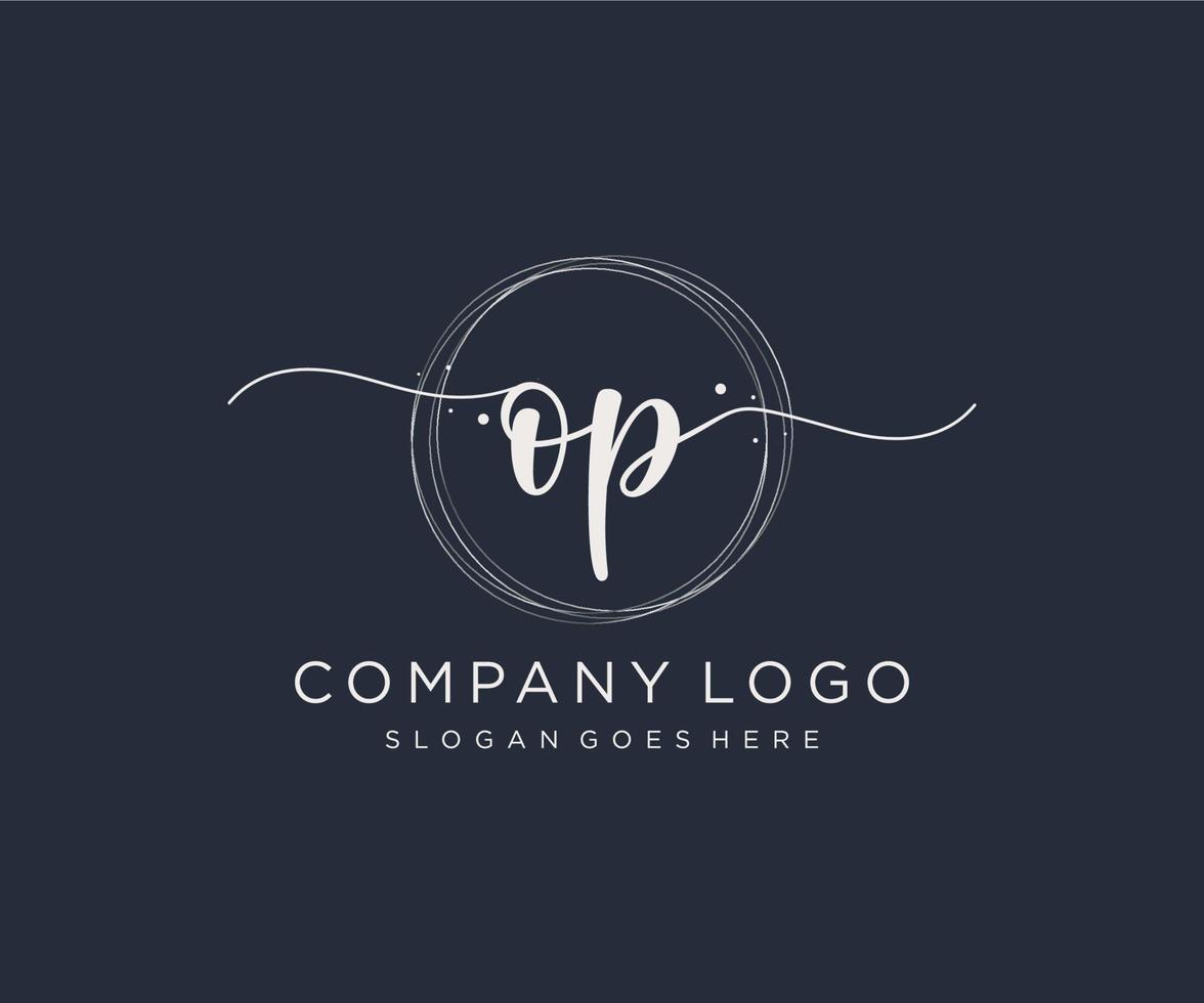 Initial OP feminine logo. Usable for Nature, Salon, Spa, Cosmetic and Beauty Logos. Flat Vector Logo Design Template Element.