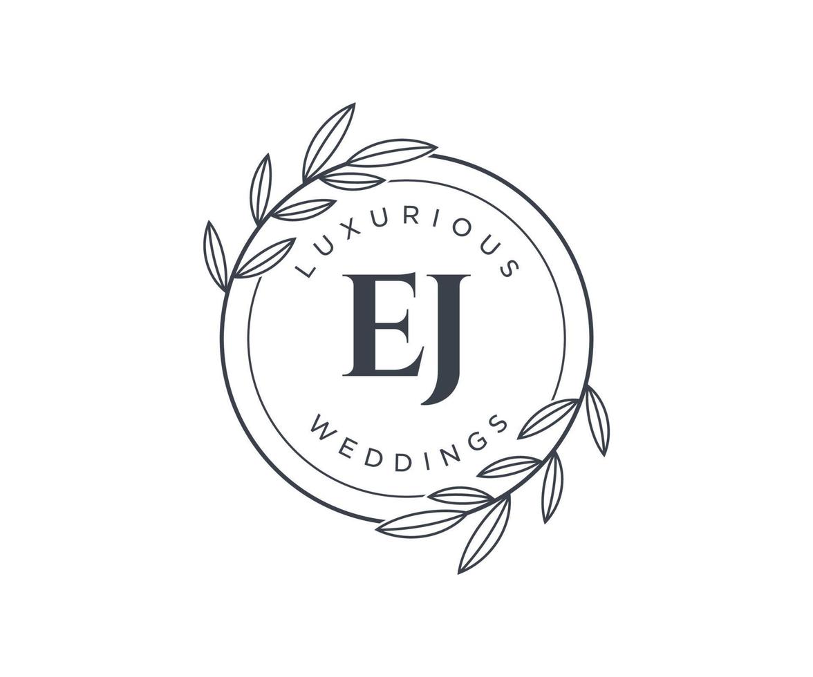 EJ Initials letter Wedding monogram logos template, hand drawn modern minimalistic and floral templates for Invitation cards, Save the Date, elegant identity. vector