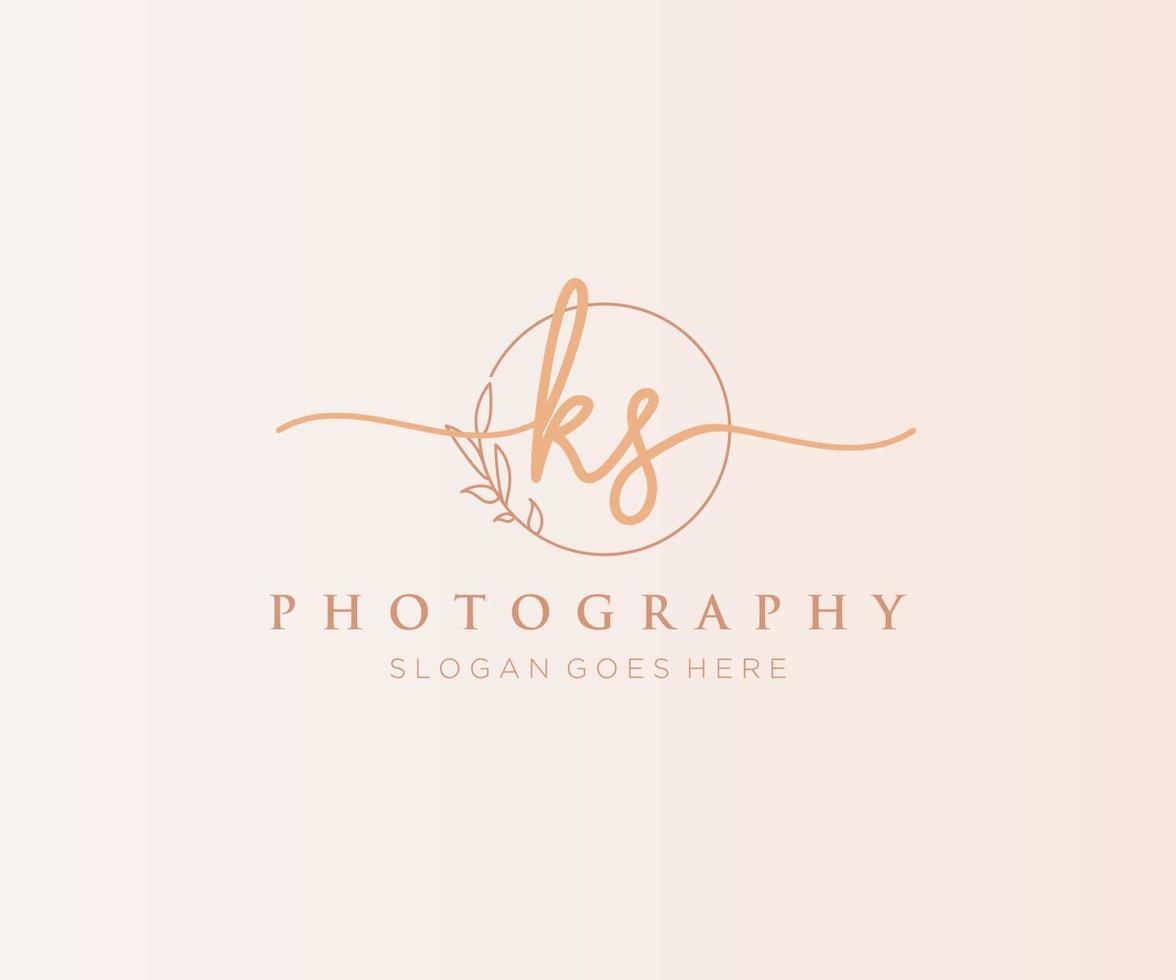 Initial KS feminine logo. Usable for Nature, Salon, Spa, Cosmetic and Beauty Logos. Flat Vector Logo Design Template Element.