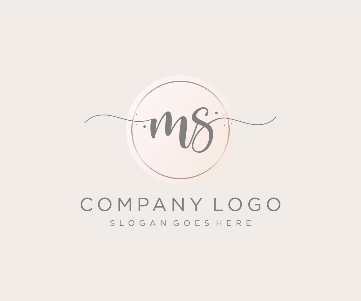 logo inicial ms femenino. utilizable para logotipos de naturaleza, salón, spa, cosmética y belleza. elemento de plantilla de diseño de logotipo de vector plano.