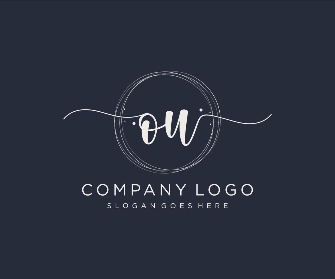 Initial OU feminine logo. Usable for Nature, Salon, Spa, Cosmetic and Beauty Logos. Flat Vector Logo Design Template Element.