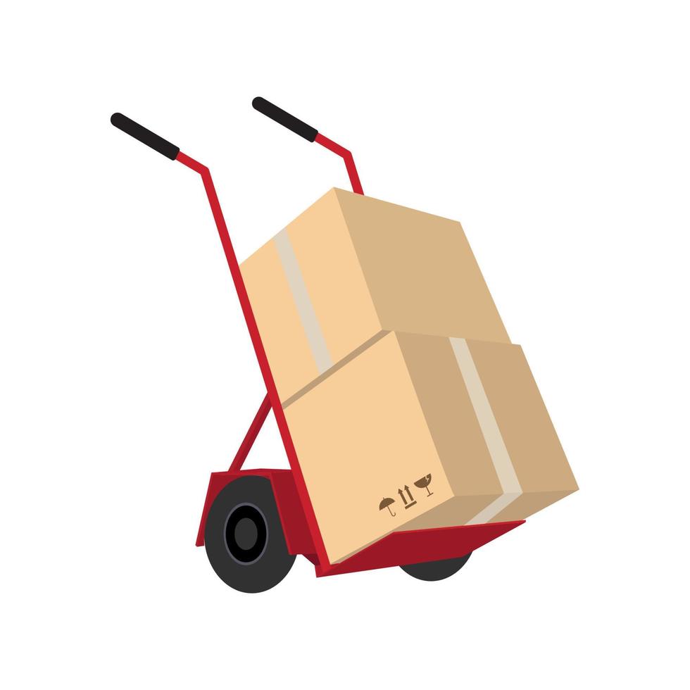 Vector illustration pile of cardboard boxes. Three, brown, cardboard boxes