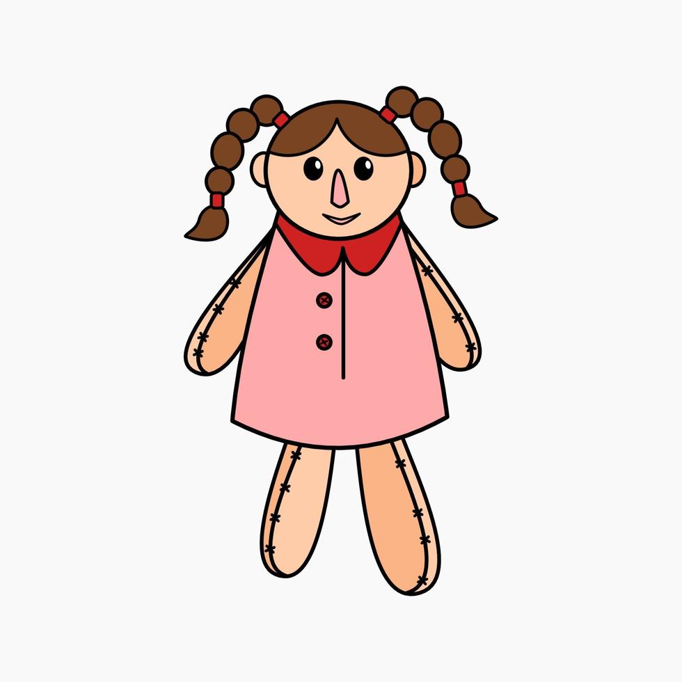 ilustración de vector de imágenes prediseñadas de muñeca para decoraciones de diseño. ilustración de tema de juguete.