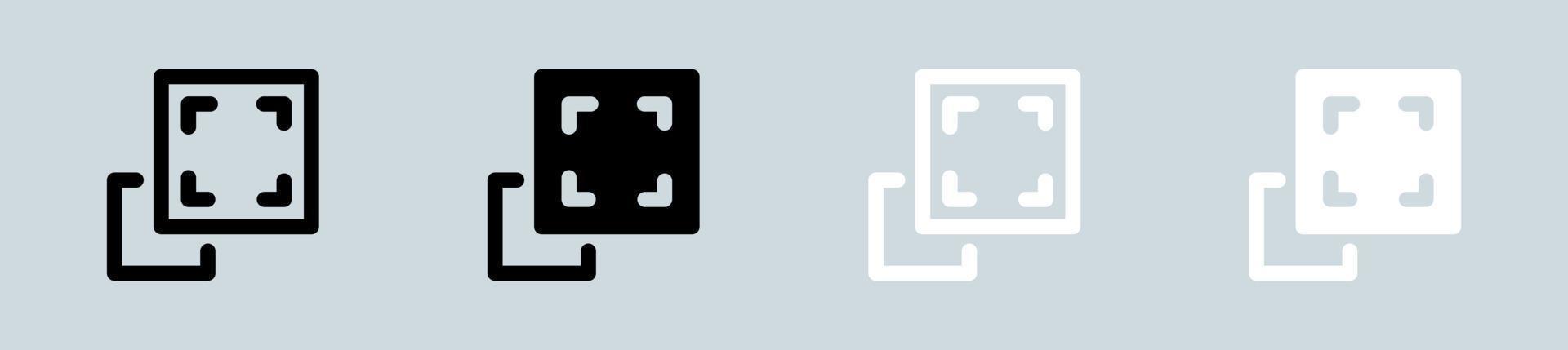 Full screen icon set in black and white. Multimedia signs vector illustration.