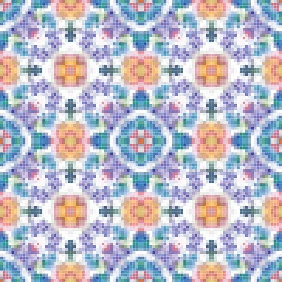 Mediterranean mosaic seamless pattern design, Repeat textile design, Surface design. vector