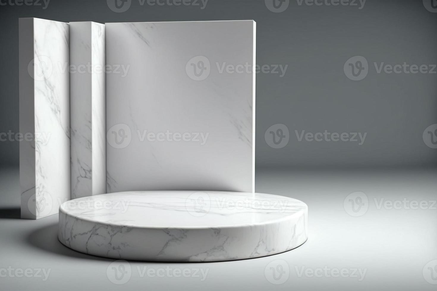 white abstract stone blank simple for product display podium platforms cosmetic placement studio platform 3d background. photo