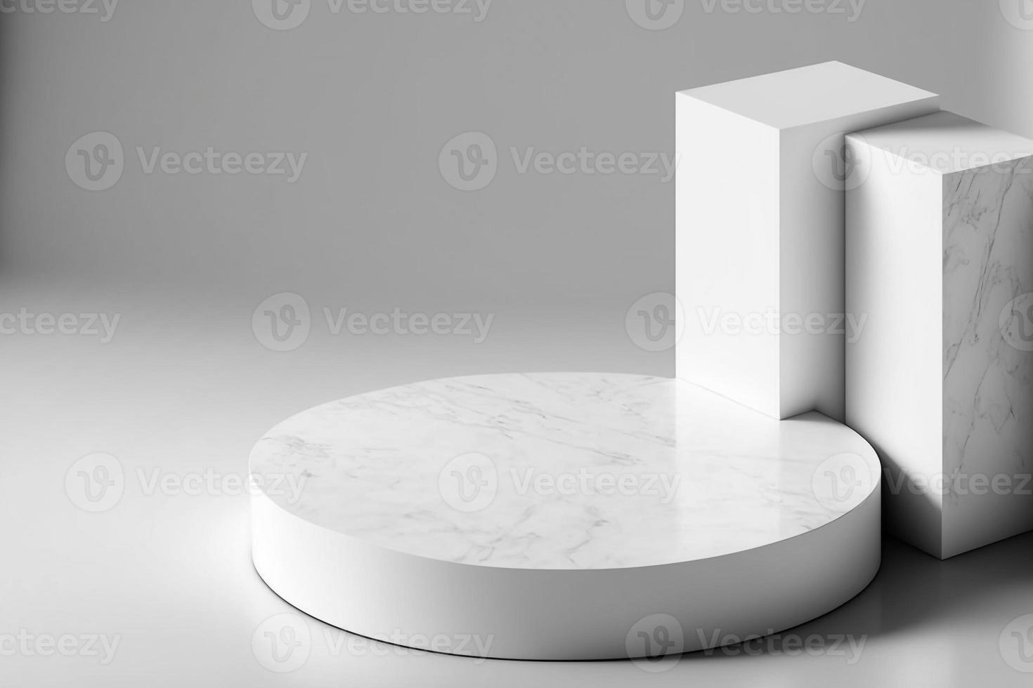 white abstract stone blank simple for product display podium platforms cosmetic placement studio platform 3d background. photo