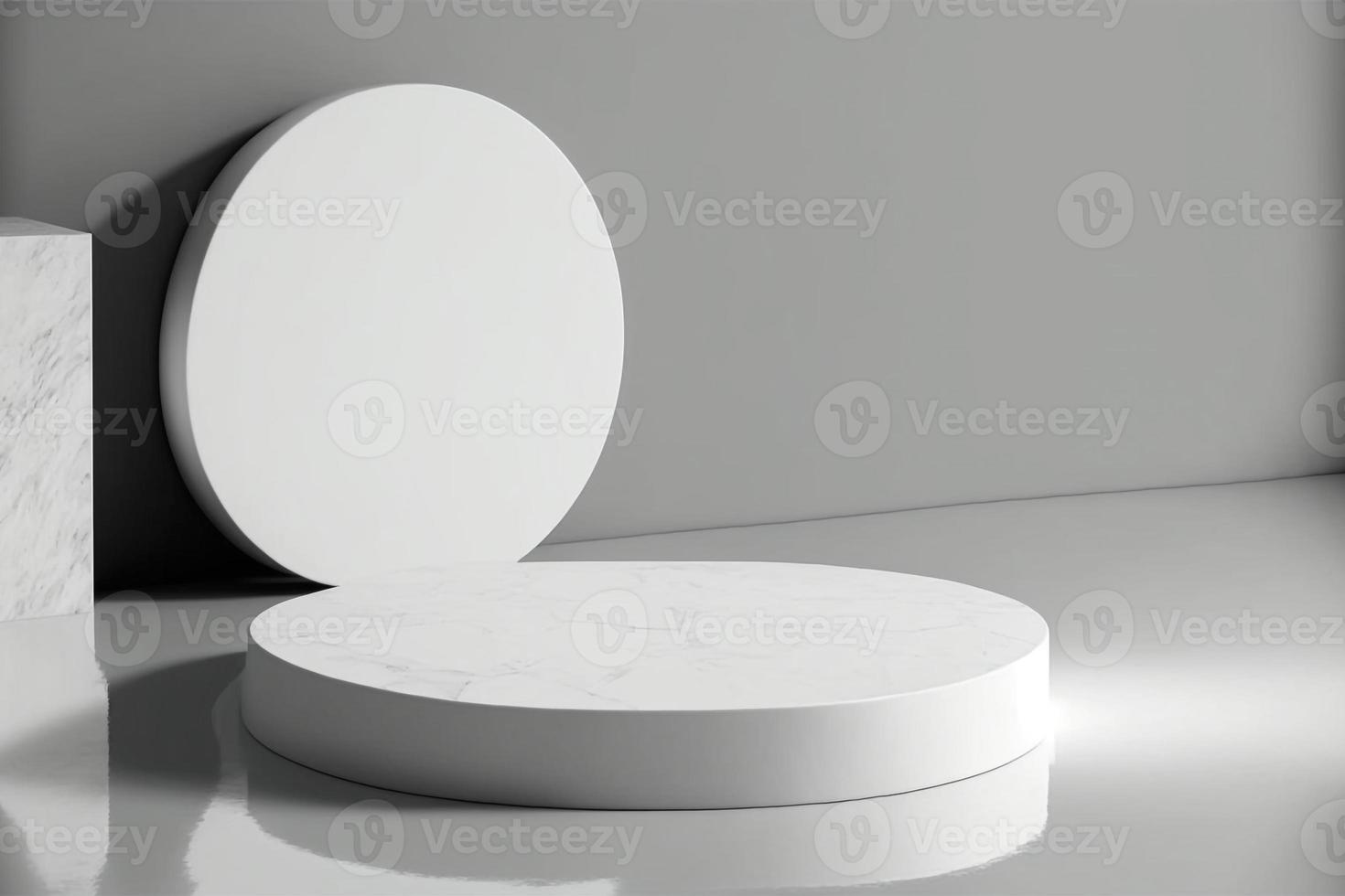 white abstract stone blank simple for product display podium platforms cosmetic placement studio platform 3d background. photo