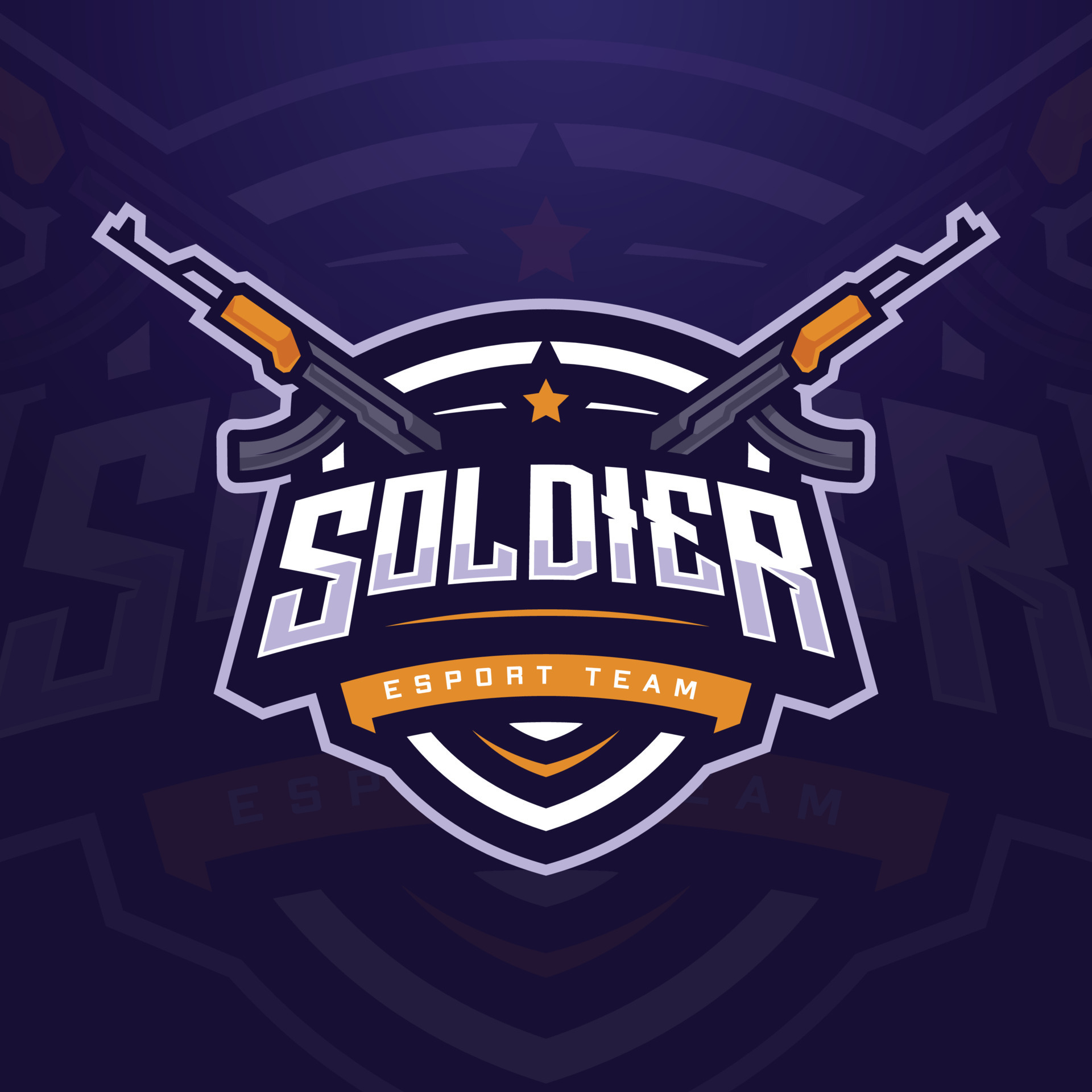Soldier E sports Logo Template With Gun For Game Team Or Gaming soldier-e-sports-logo-template-with-gun-for-game-team-or-gaming