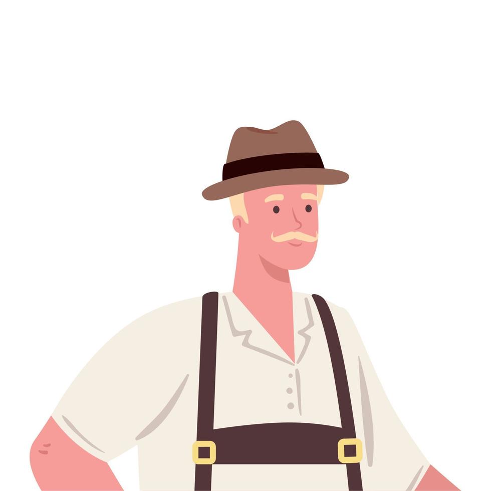 oktoberfest old man cartoon with traditional cloth vector design