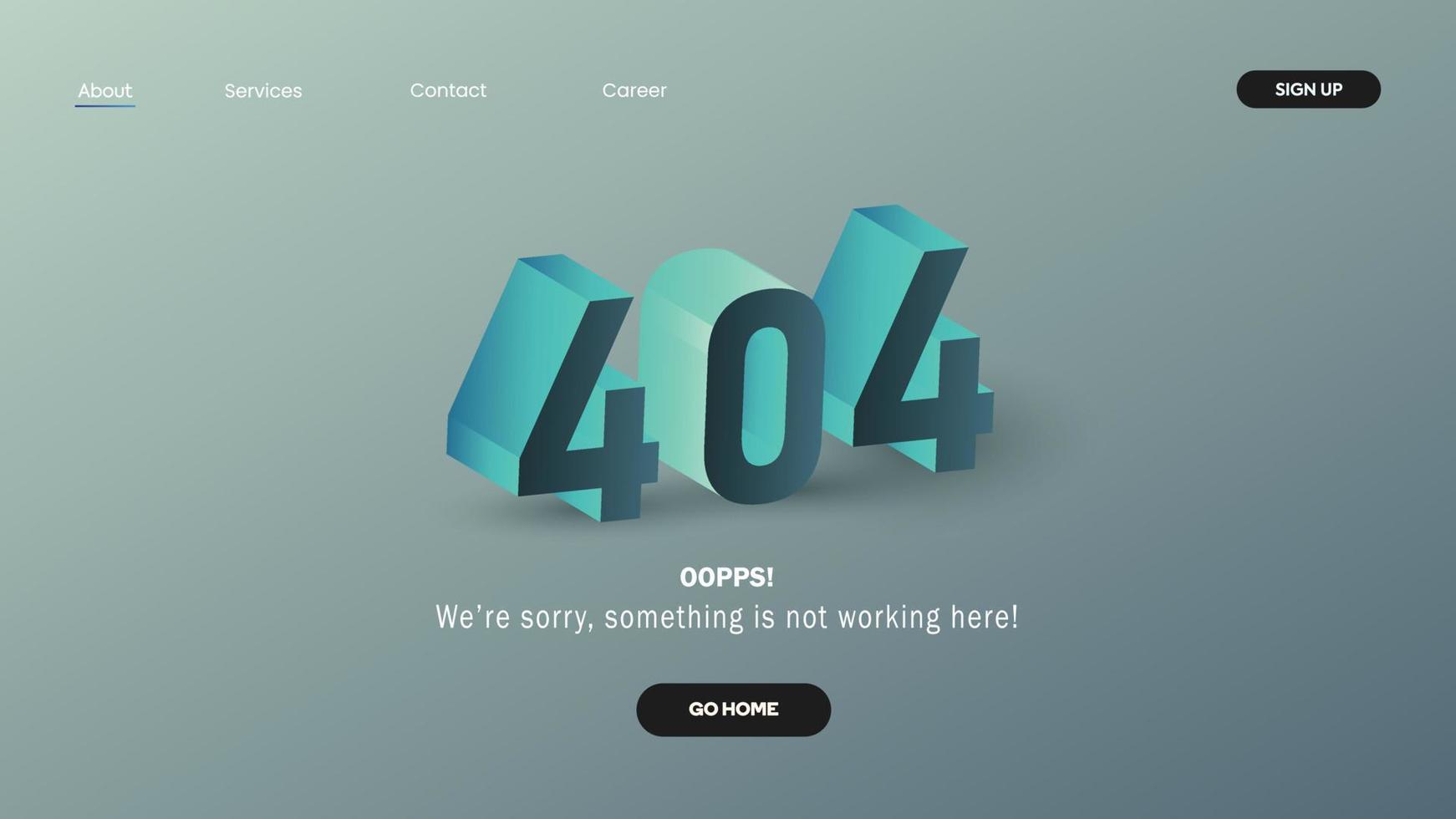 404 error page design for website. User interface design of 404 error page. Something went wrong page design. vector