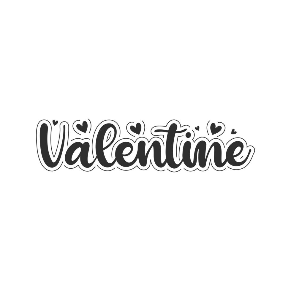 diseño de tipografía en blanco y negro de San Valentín. vector