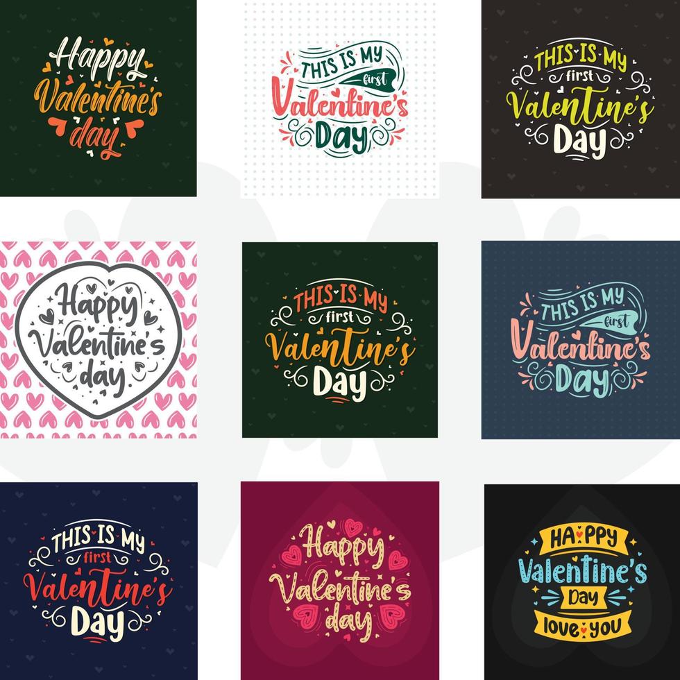 Valentines day super quality typography design set. vector