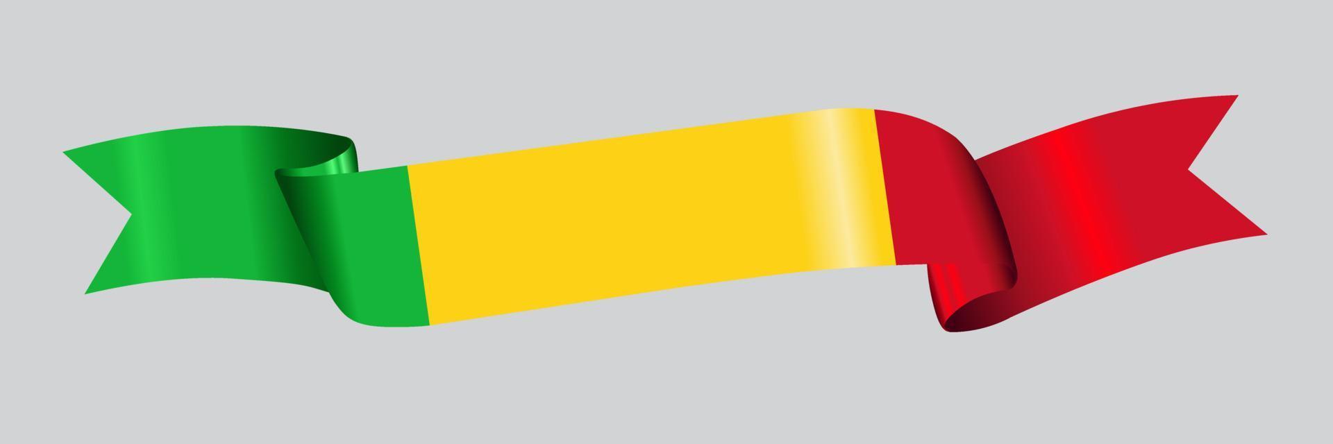 3D Flag of Mali on ribbon. vector