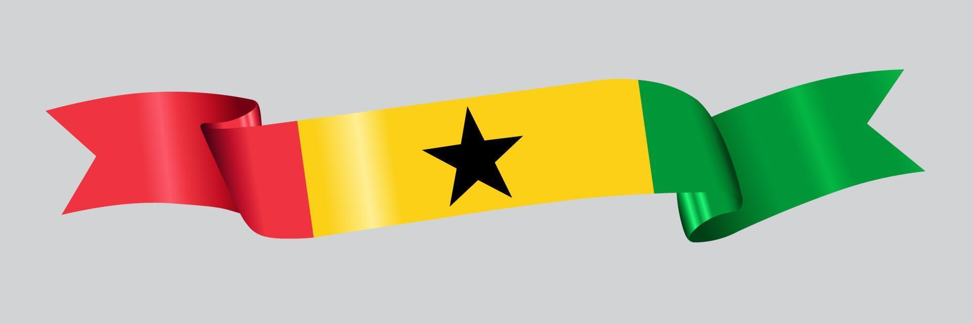 3D Flag of Ghana on ribbon. vector