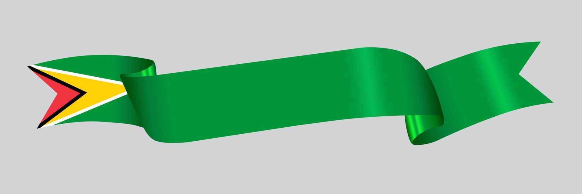 3D Flag of Guyana on ribbon. vector