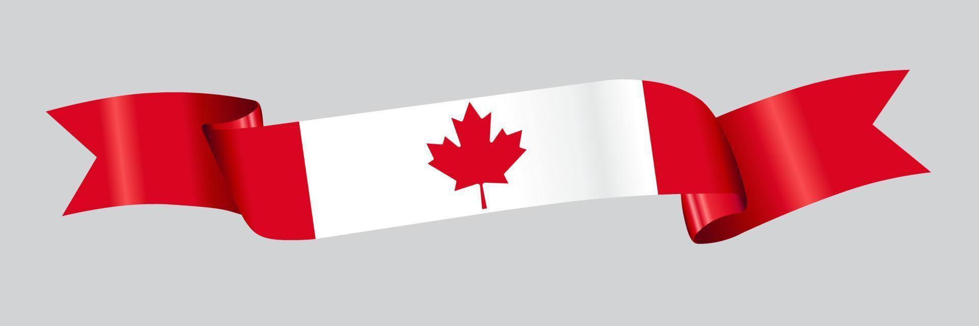 3D Flag of Canada on ribbon. vector