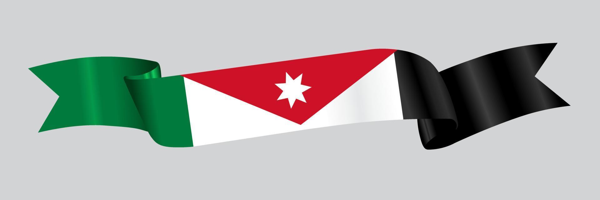 3D Flag of Jordan on ribbon. vector