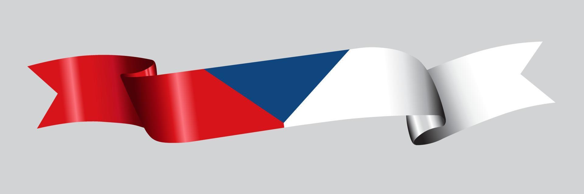 3D Flag of Czech on ribbon. vector