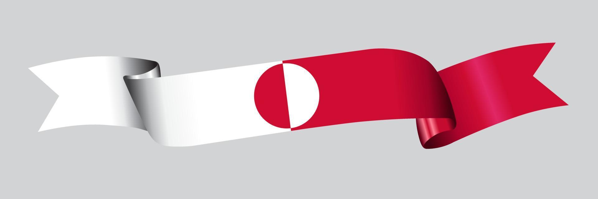 3D Flag of Greenland on a fabric ribbon. vector