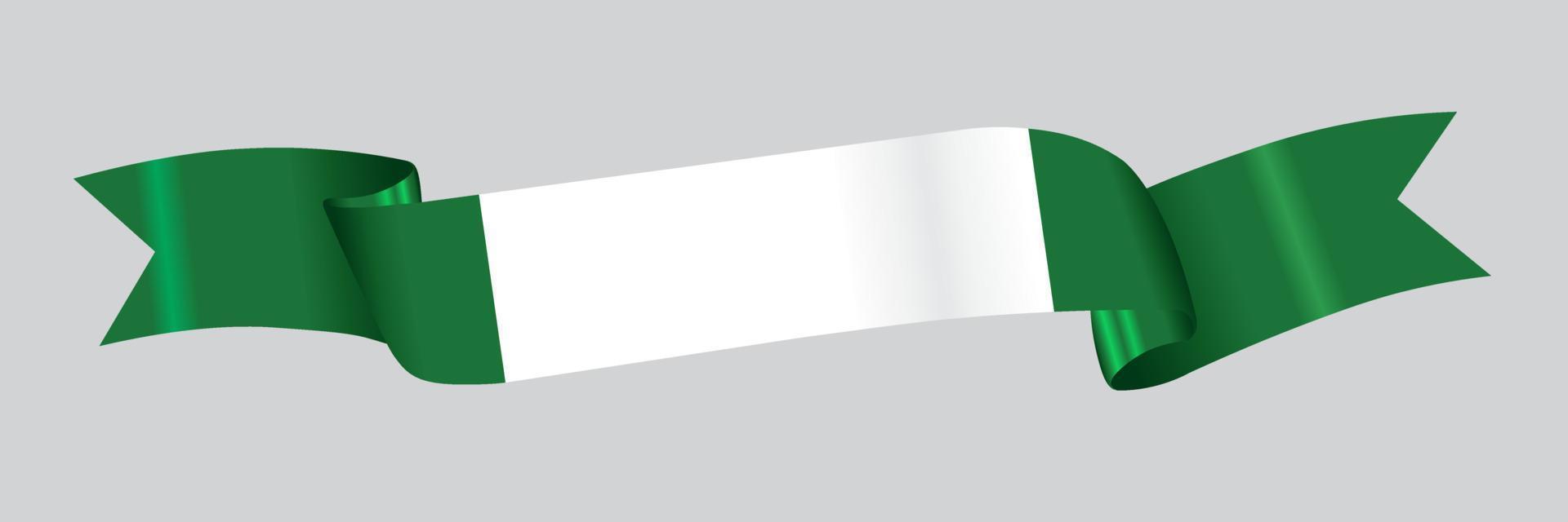 3D Flag of Nigeria on ribbon. vector