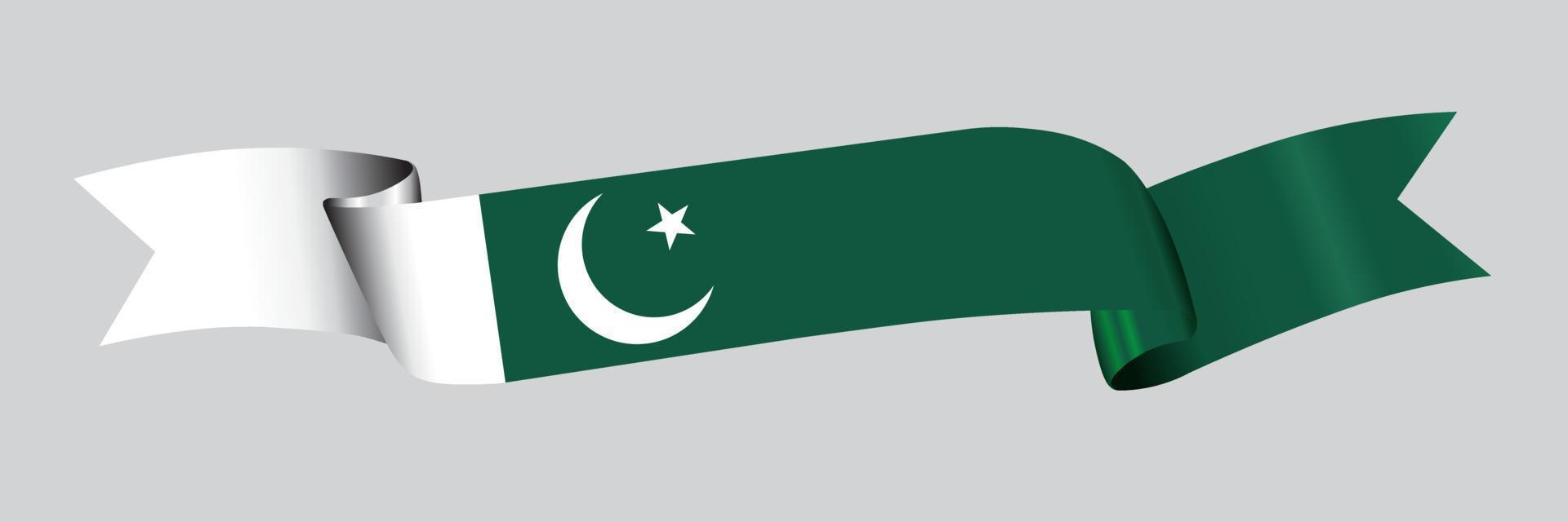 3D Flag of Pakistan on ribbon. vector