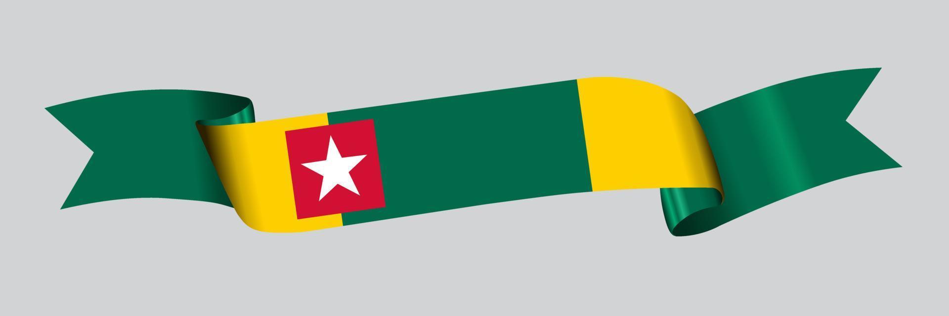 3D Flag of Togo on ribbon. vector