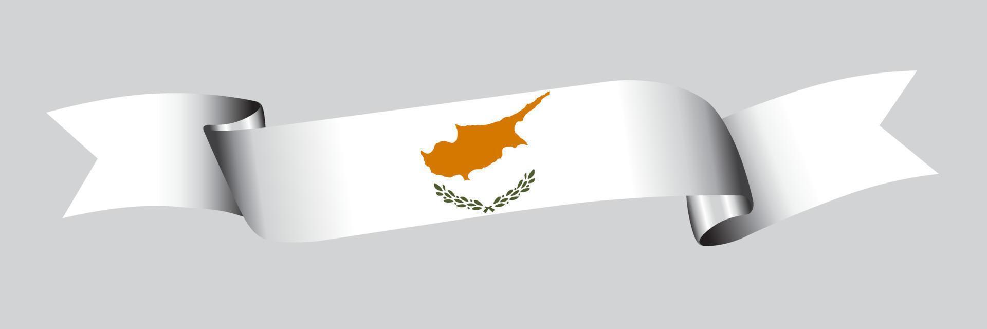 3D Flag of Cyprus on ribbon. vector