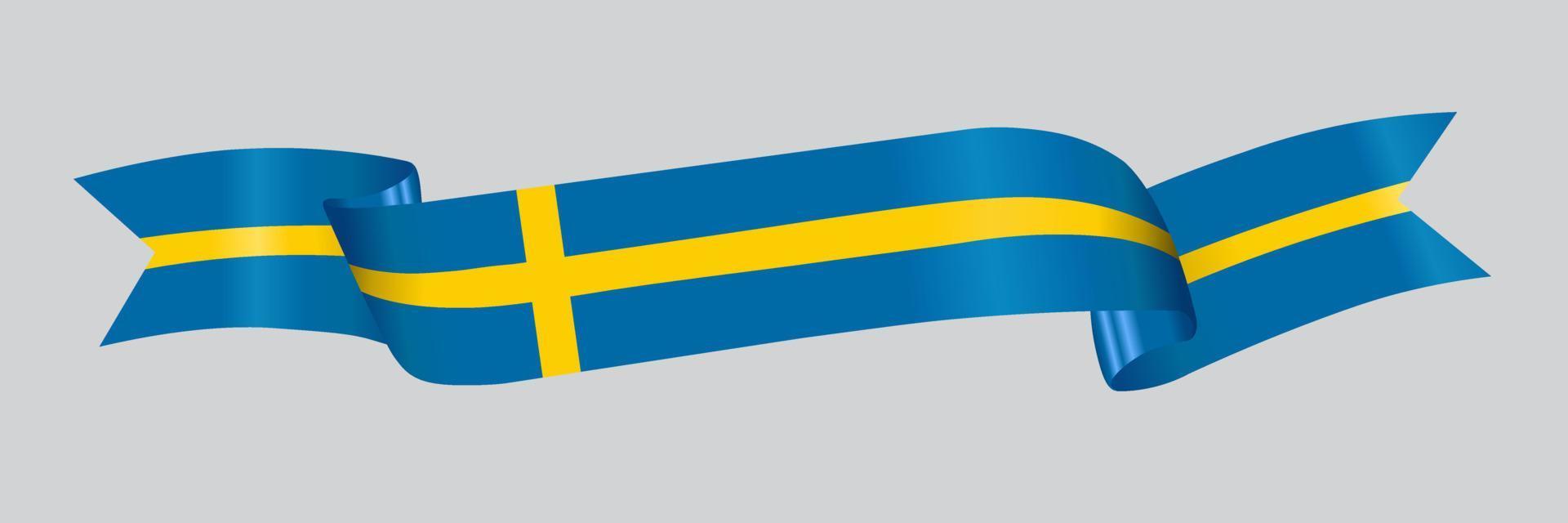 3D Flag of Sweden on ribbon. vector