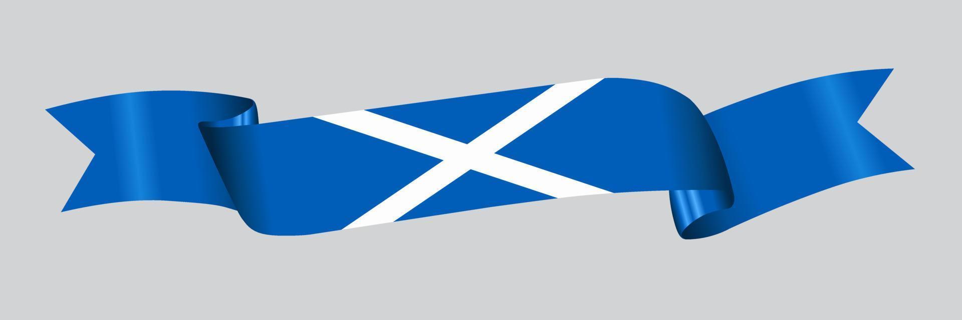 3D Flag of Scotland on ribbon. vector