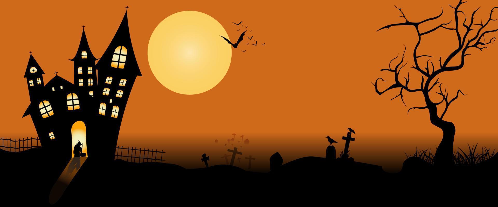 Halloween concept background or party invitation background with a moon ...