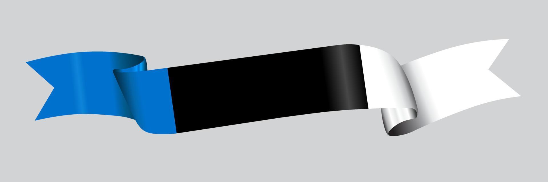 3D Flag of Estonia on ribbon. vector