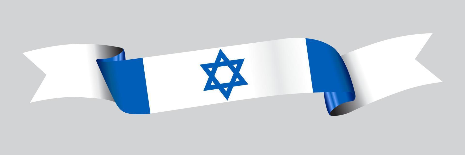 3d bandera de israel en cinta. vector