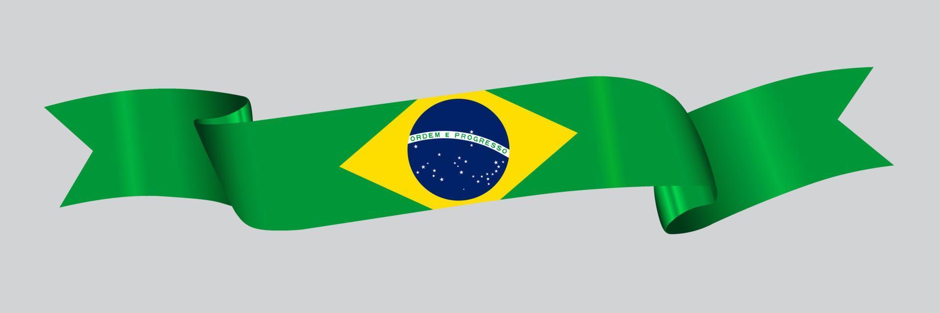 Bandera 3D de Brasil en cinta. vector